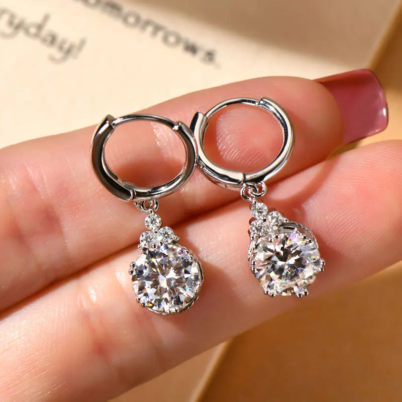 Lnngy Brilliant 6,5 mm-8 mm Moissanit-Ohrhänger für Damen, 925er Sterlingsilber, Tropfenohrring, Hochzeit, Verlobung, Party, Schmuck – Detail 14