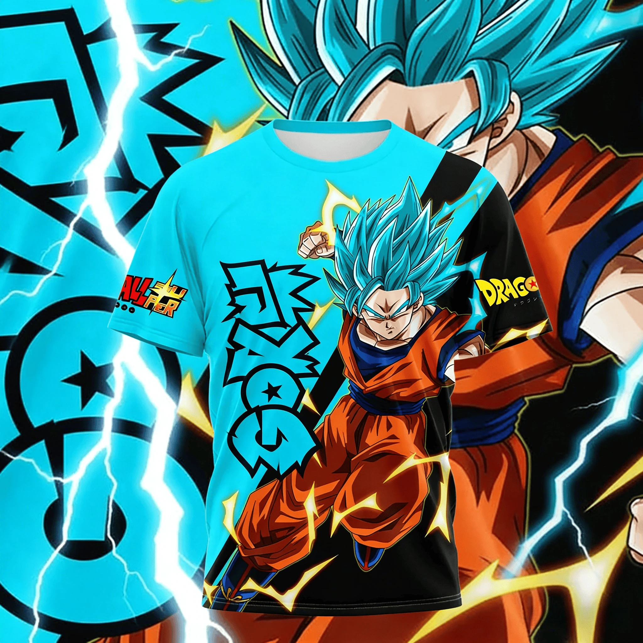 

Футболка Dragon Ball Goku SSJ Blue с 3D-графикой, летняя, унисекс, в стиле Y2K, ретро, уличная одежда, повседневная спортивная футболка, коллекция 2026 года