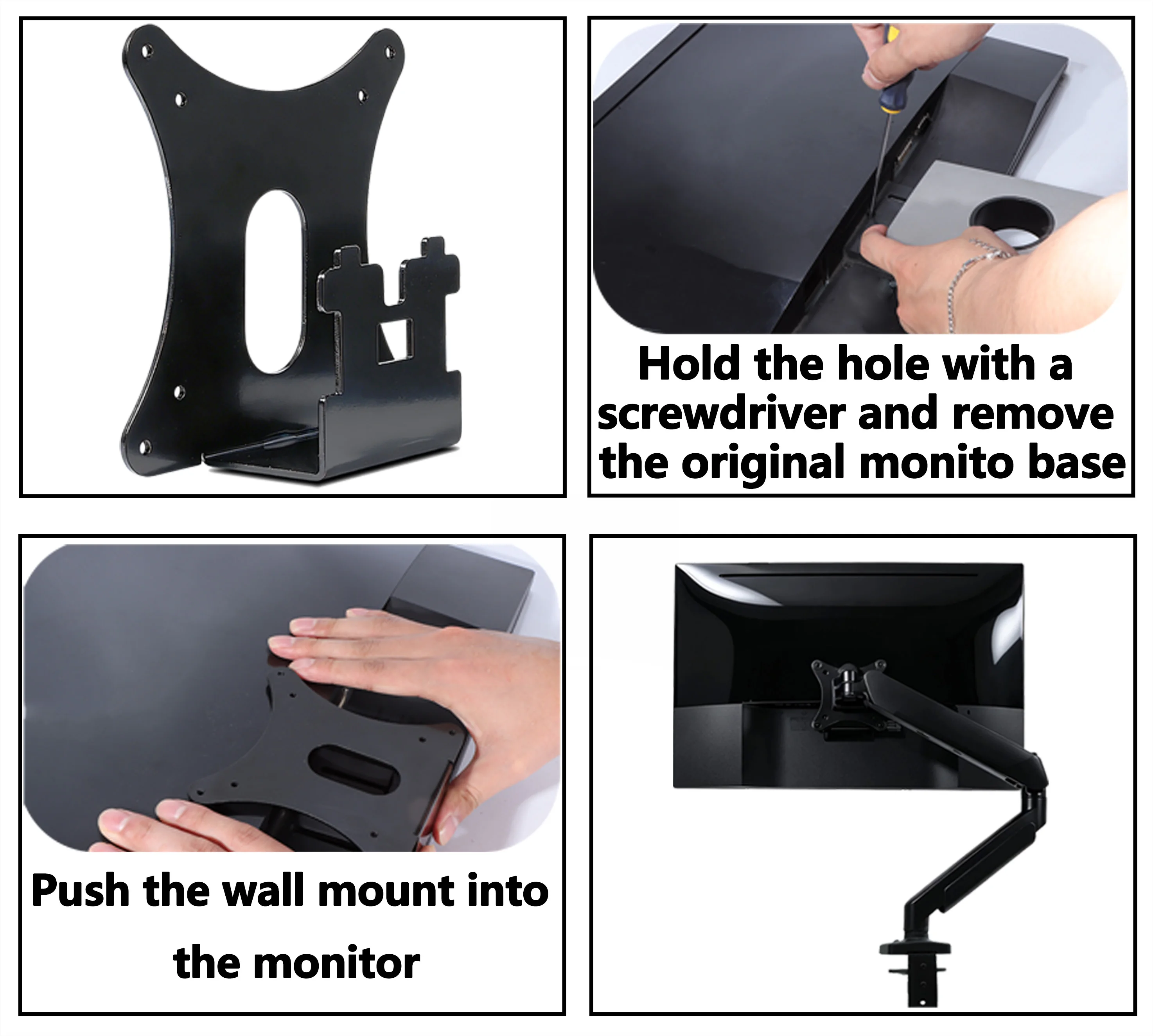 VESA Wall Mount Adapter for Dell S2216HV S2317HJ SE2416H SE2716H S2817Q Monitor Bracket Mounts to 75*75 & 100*100 Stand / Arms view 2