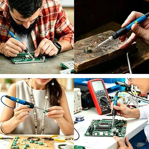 60W Adjustable Temperature Soldering Iron Electric Welding Solder Iron Tool US/EU/UK /AU Plug For PCB Repair view 6