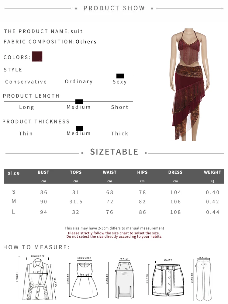 Kliou Quasten-Dekorations-Set, 2-teilig, Damen Neckholder-Top mit tiefem Ausschnitt und rückenfreiem Design + unregelmäßiger Patchwork-Maxirock, sexy Mode-Outfits – Detail 1