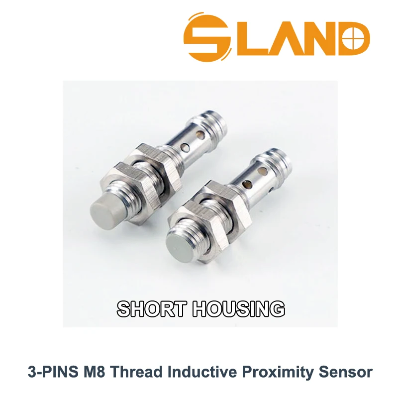 SLAND M8 3-PINS Flush Non-Flush Short Housing 2mm 4mm Sensing Range, M8 Connector Double Sensing Range.