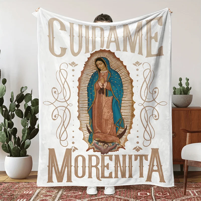 1pc Virgin Mary Print Blanket TV Sofa Camping Outdoor Blanket Soft Skin-friendly Casual Sofa Blanket, Throw Blanket, Lunch Break