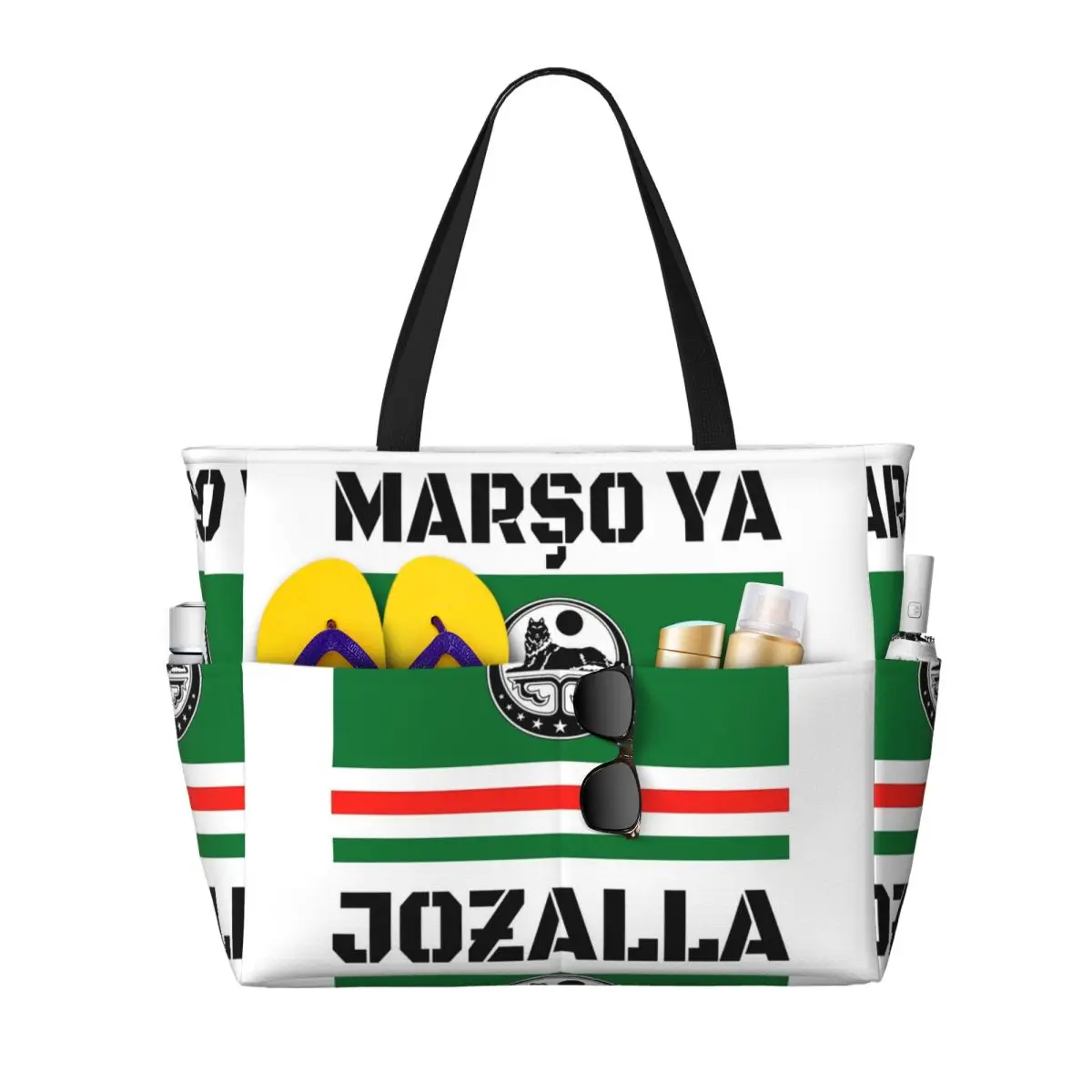 Marso Ya Jozalla Ichkeria Flag Beach Tote Bag Sport Gym Yoga Duffle Large Tote Bag Women Travel Bag Fitness bag