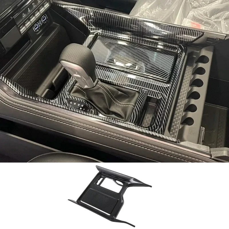 

For Dodge Ram 1500 TRX 2022 2023 ABS Carbon Grain Car Central Control Gear Shift Panel Frame Cover Trim Inner Accessories