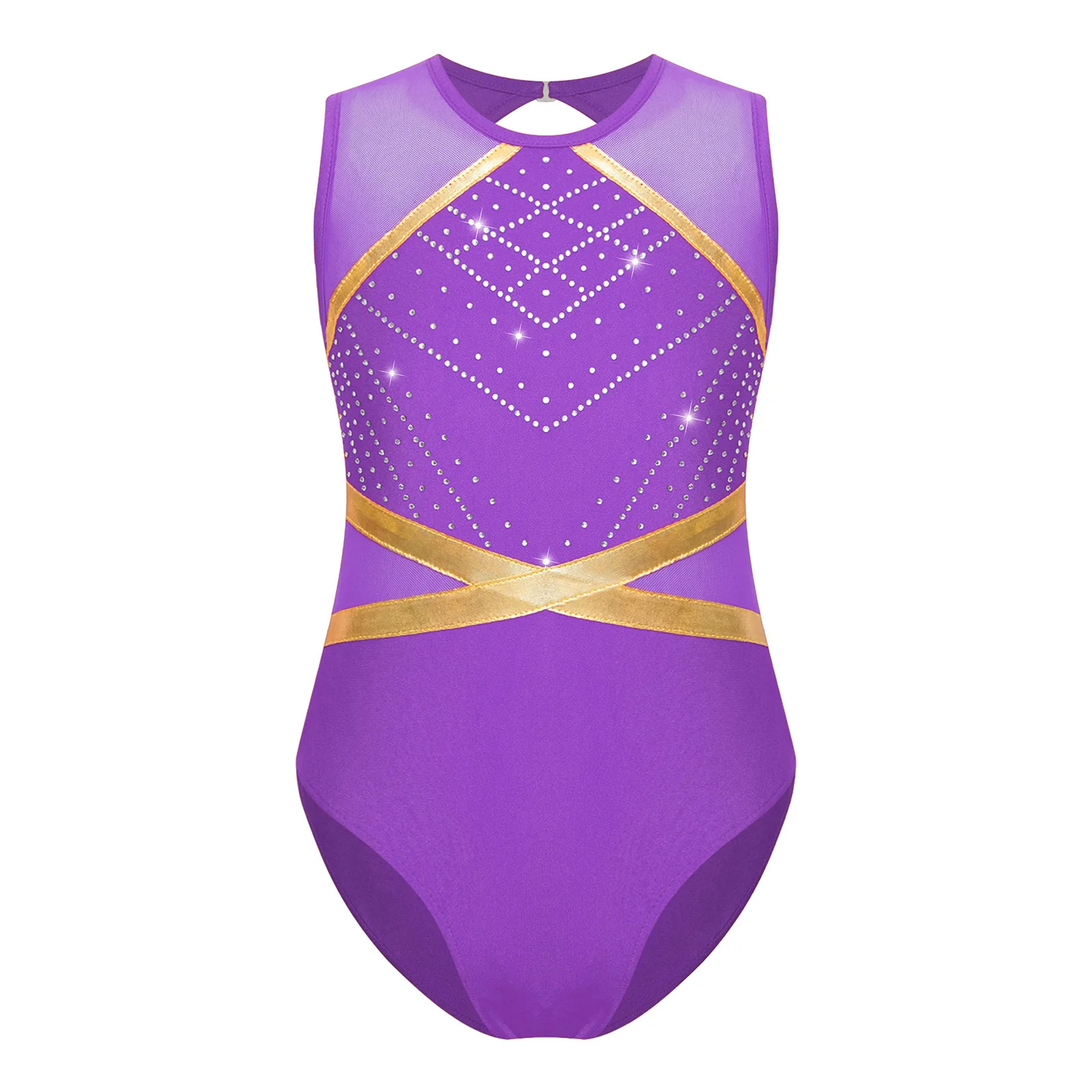 

Kids Girls Ballet Gymnastics Figure Skating Leotards Keyhole Back Sleeveless Bodysuit Leotard for Workout Yoga Fitness Dancewear