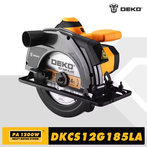 DEKO DKCS 시리즈 전기 원형 톱 185mm 다기능 절단기(보조 핸들 포함) 1200W 가정용 전동 공구