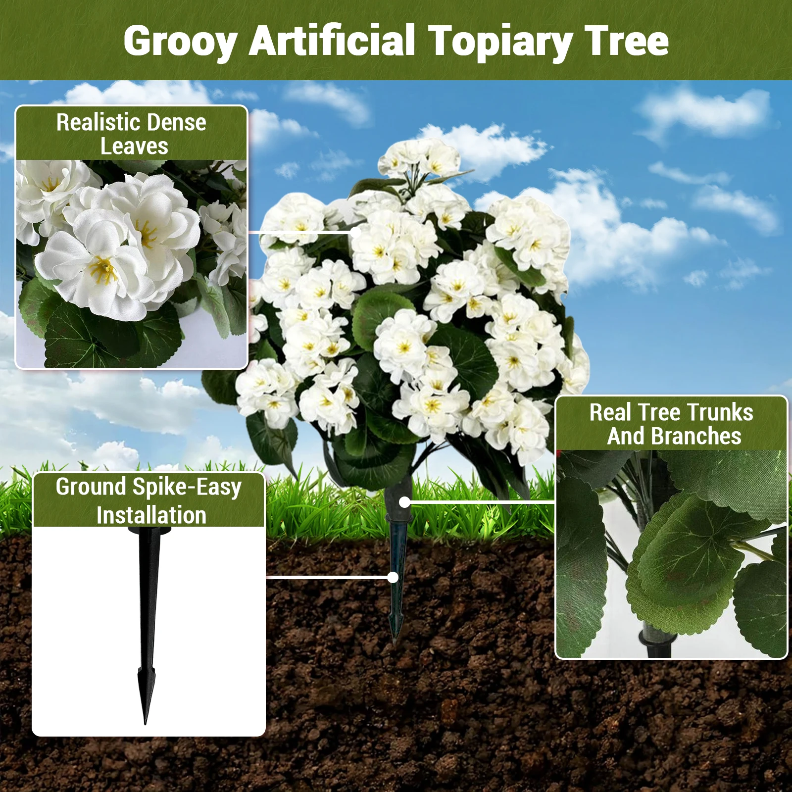 شجرة بيجونيا توبياري الاصطناعية، عبوة من قطعتين شجيرات وهمية نابضة بالحياة مقاس 23 بوصة نبات شجيرات مزيفة مع حصة زراعة، كرة صناعية Tr #5