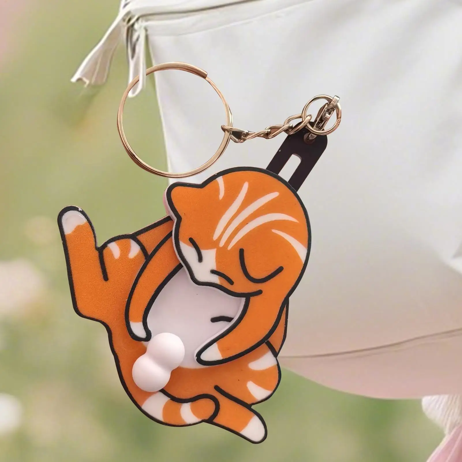 Chaveiro Fofo Criativo com Bolas Giratórias de Gato em Acrílico para Mulheres, Acessório para Bolsa e Chave de Carro