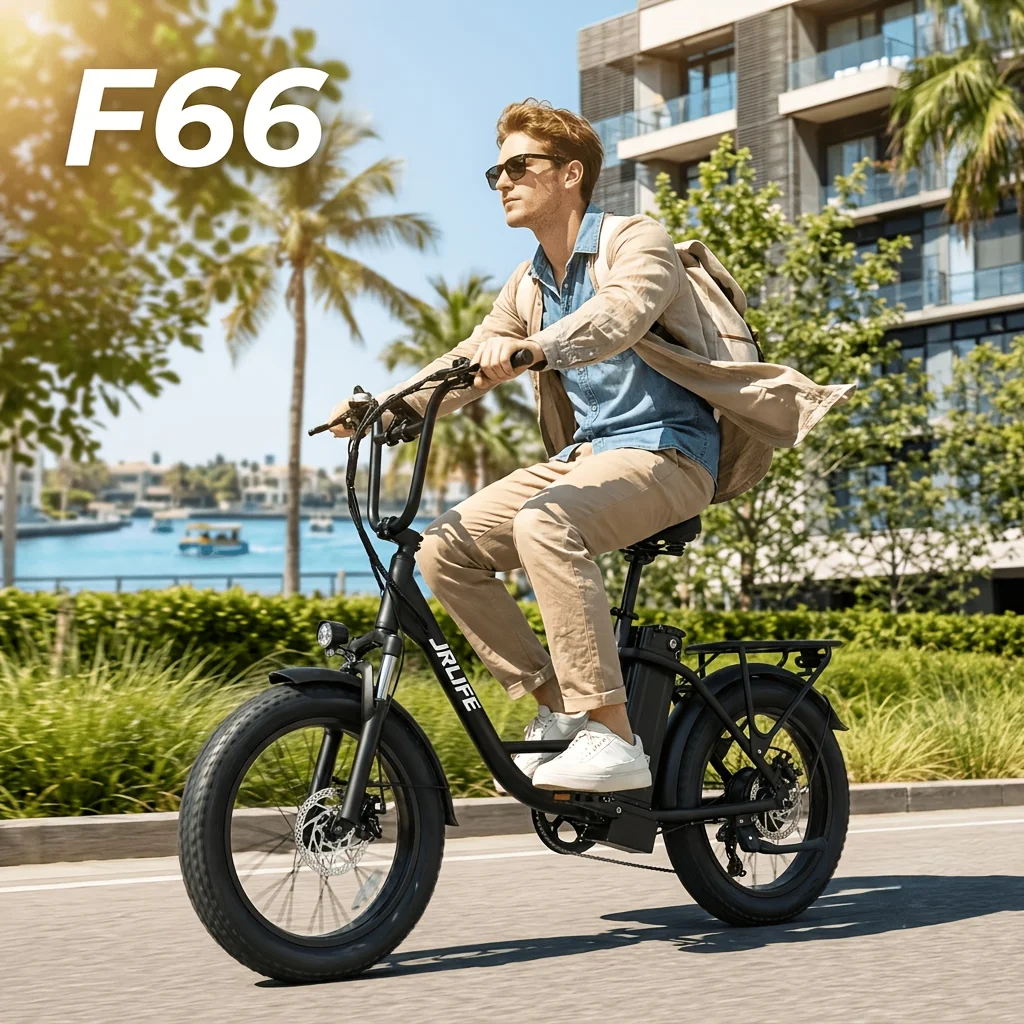 F66 Low-Speed Electric Bicycle, 15.53MPH E-Bike, 500W Peak Motor, 48V13Ah Battery, 20-Inch Fat Tire, Color LCD Display for Urban & Outdoor Riding image 2