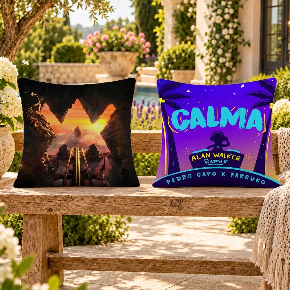 Music Electronic Alan Walker Cushion Cover Soft Plush Throw Pillow Cover Washable Sofa Bed Patio Chair Home Decor