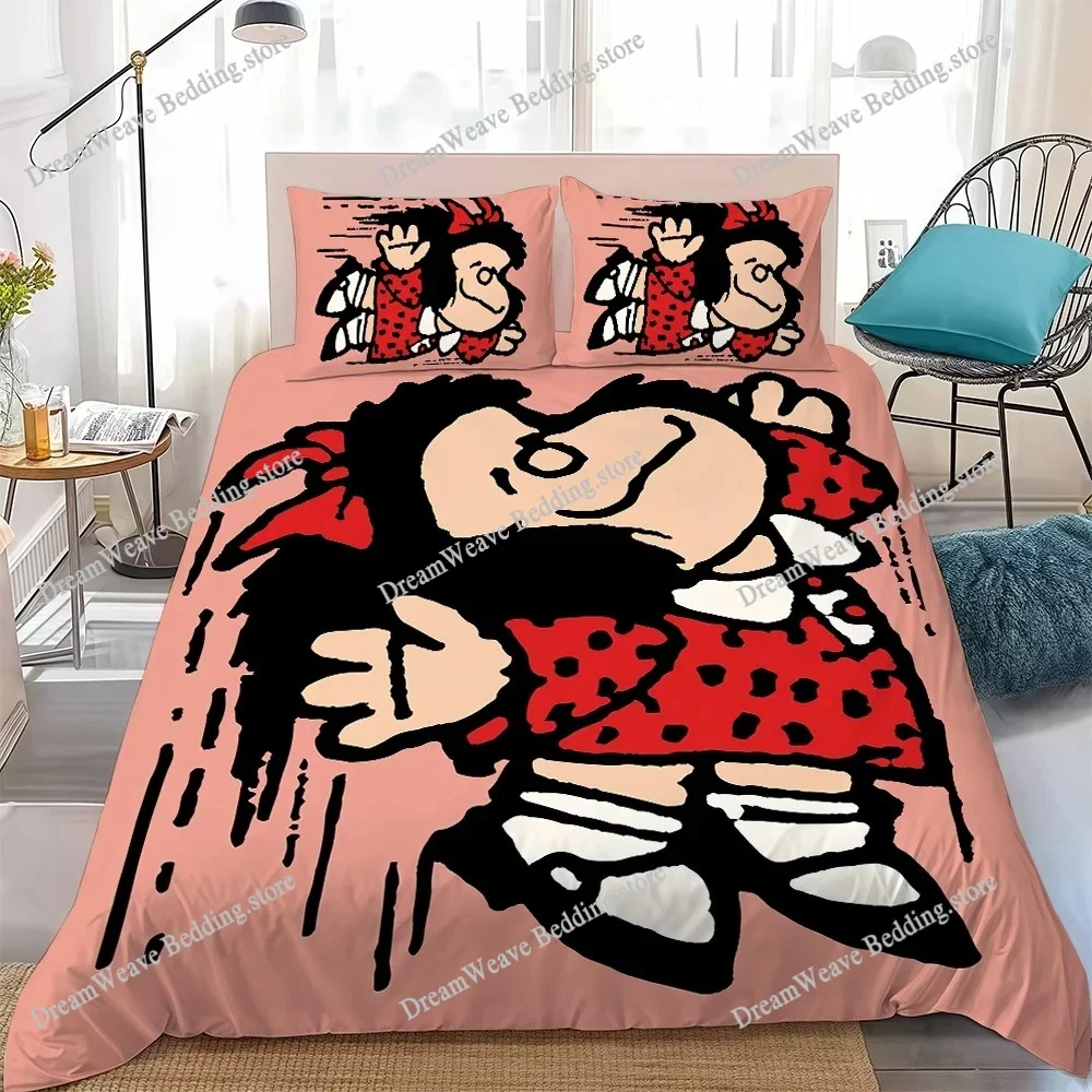

Cute Cartoon Mafalda Duvet Cover Set Home Style Bedding Soft Laundry Cotton Bed Student Dormitory Gift