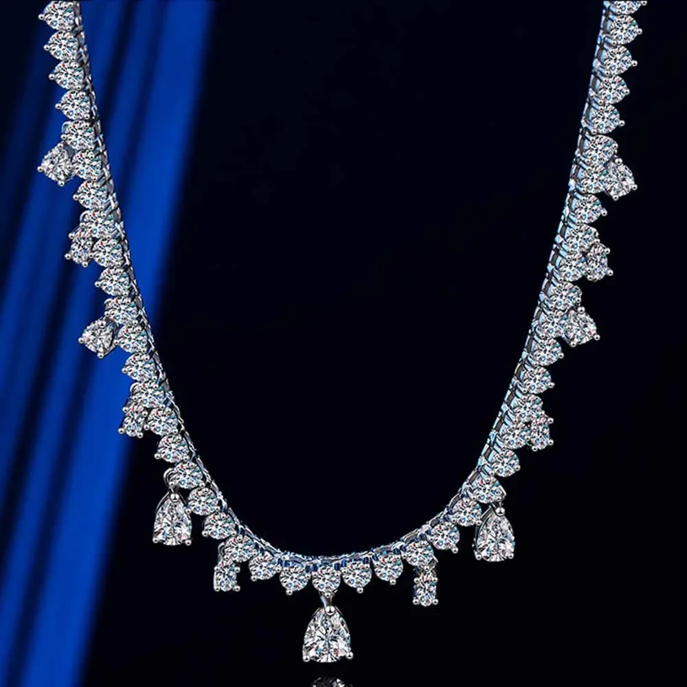 Yaranyan 925 Sterling Silver VVS1 3EX Pear Cut Real GRA Moissanite Diamonds Wedding Engagement Pendant Necklace Fine Jewelry