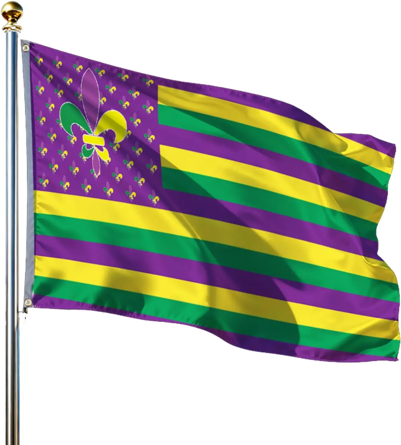 Flagicts 100% Polyester Mardi Gras Flag
