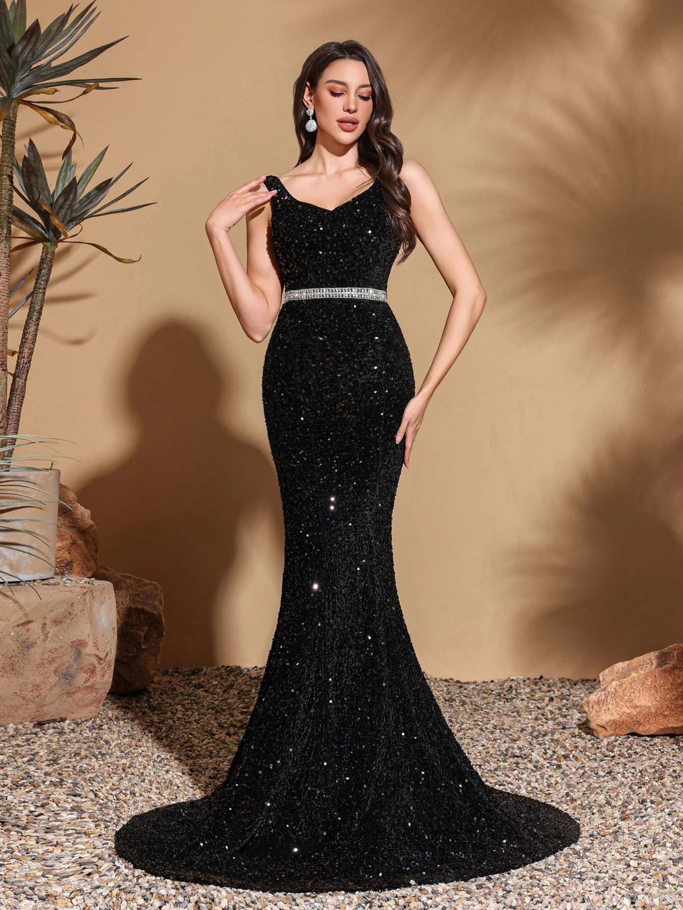 فستان طويل بالترتر الأسود مع حزام من حجر الراين عند الخصر للتجمعات العائلية، وحفلات أعياد الميلاد، فستان أنيق وعصري، فستان نسائي طويل، فستان سهرة، فستان سهرة نسائي، فستان بوتيك للحفلات الراقصة، فستان التخرج، وحفلات التخرج، وحفلات التخرج #4