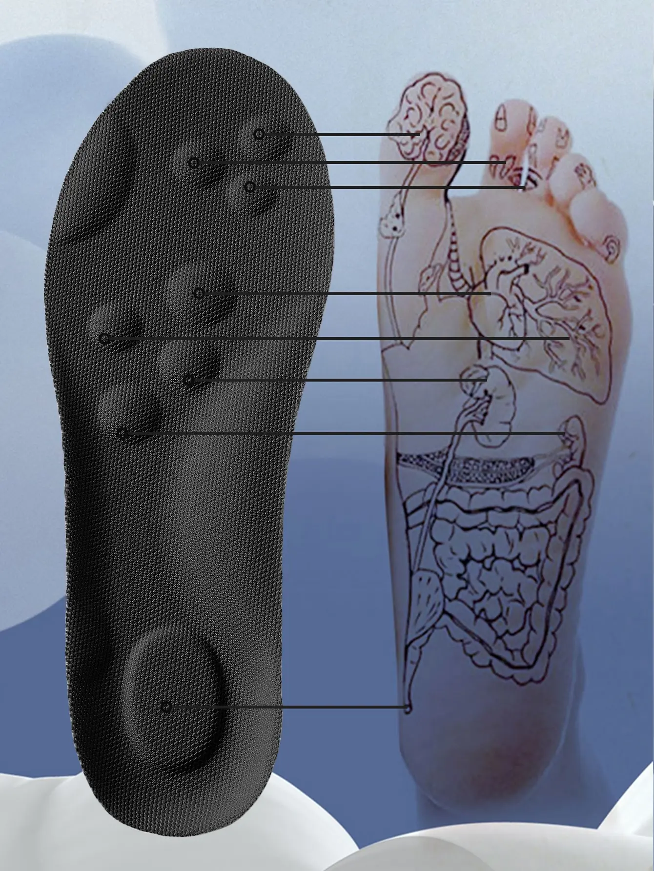 1 Paar hochelastische Latex-Einlegesohlen, stoßdämpfende, dämpfende Sport-Einlegesohlen, Fußgewölbestütze, atmungsaktive Einlegesohlen – Detail 4