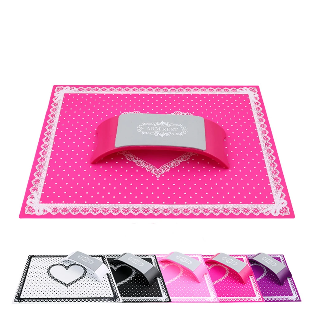 

Hand Pillow Cushion Set Pad Foldable Manicure Mat along with Silicone Nail Beauty Tool