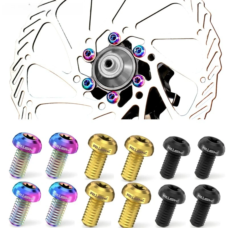 

12 шт./пакет, горный дорожный велосипед TC4, титановый M5X10 мм, крепежные болты ротора дискового тормоза, винты T25 Torx с круглой головкой