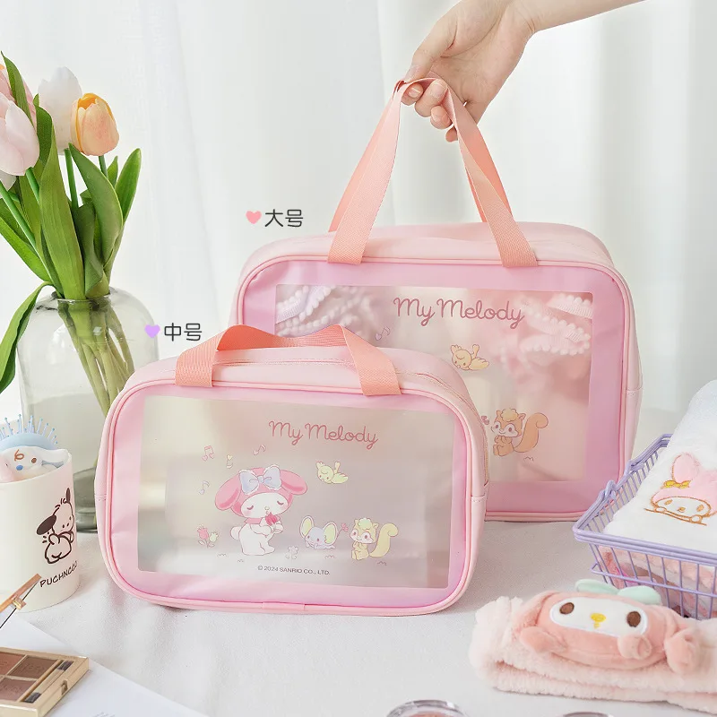 Melody Kuromi Cinnamoroll Pu Waterproof Cosmetics Bag Anime Cartoon Sanrio Swimming Storage Bag Large Capacity Cosmetics Bag