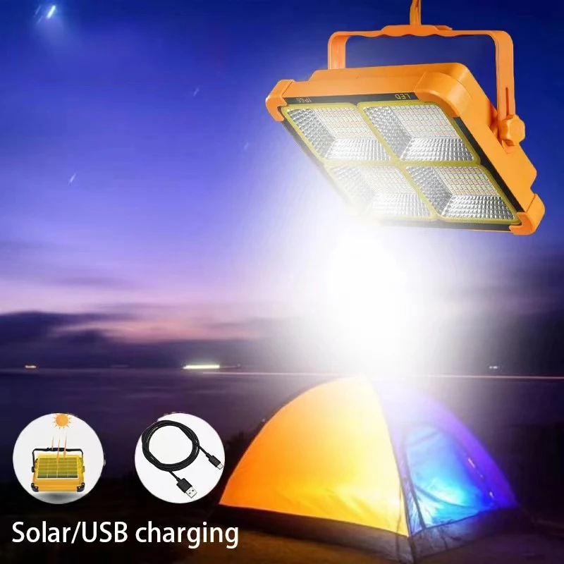 

New Rechargeable Solar Flood Light Outdoor Portable LED Reflector Spotlight Rechargeable Projector Floodlight Construction Lamp