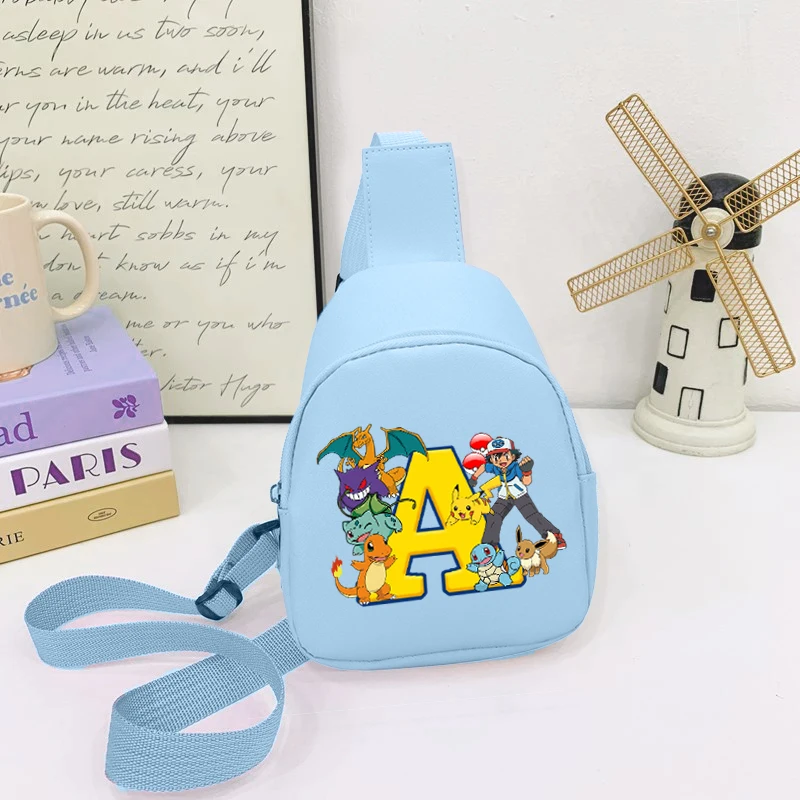 

Нагрудные сумки на слинге с изображением покемонов, сумка через плечо с буквенным принтом аниме A-Z, модная кавайная повседневная дорожная сумка на плечо, подарок, хит продаж