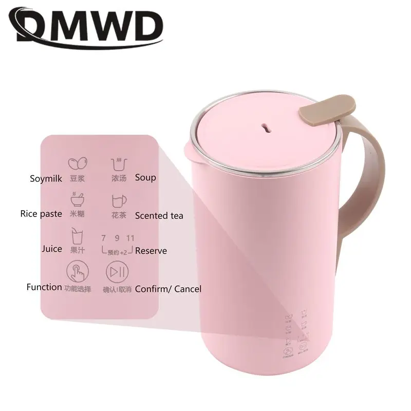 DMWD Household Soymilk Machine 600ML Fruit Juicer Automatic Vegetable Extractor Food Blender Filter Free Soup Pot Tea Maker 220V