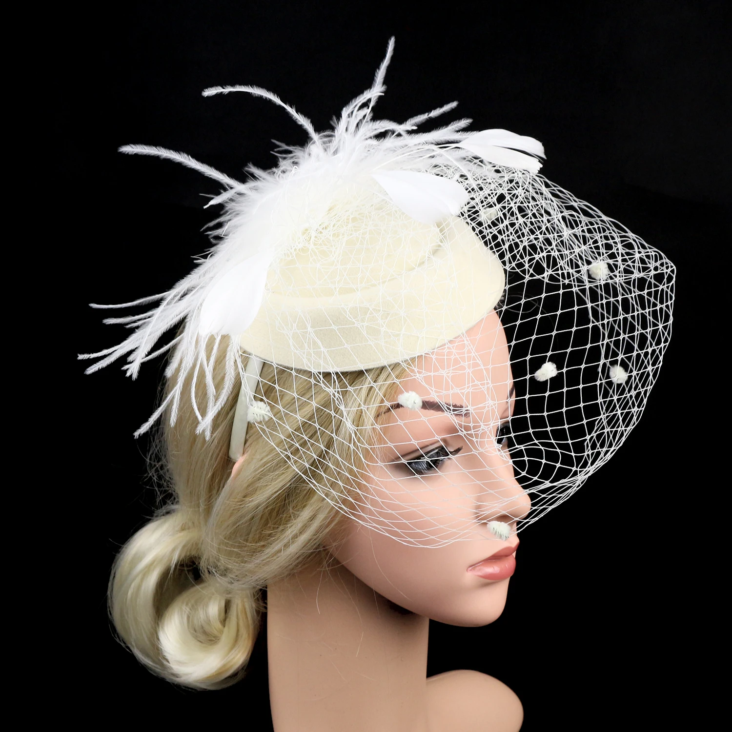 Women Veil Fascinator Hat, Vintage Phillbox Headband Clip Reversible Kentucky Derby Cocktail Tea Party Headwear for Ladies Girls image 2
