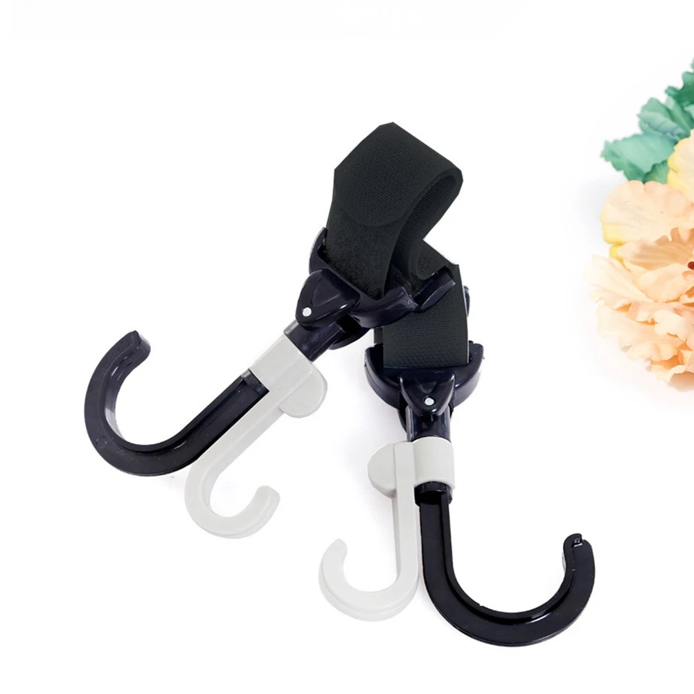

2pcs Stroller Hooks Reusable Clips for Daily Articles Adjustable Diameter up to 3kgs Gray Easy Install Remove Rotatable Design