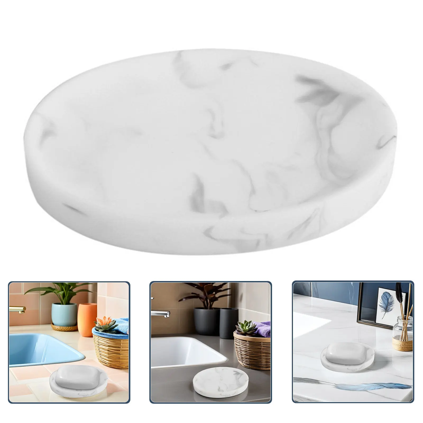 

Marble Soap Holder Kitchen Self Draining Shower Dish Decorative Pedestal Tray for