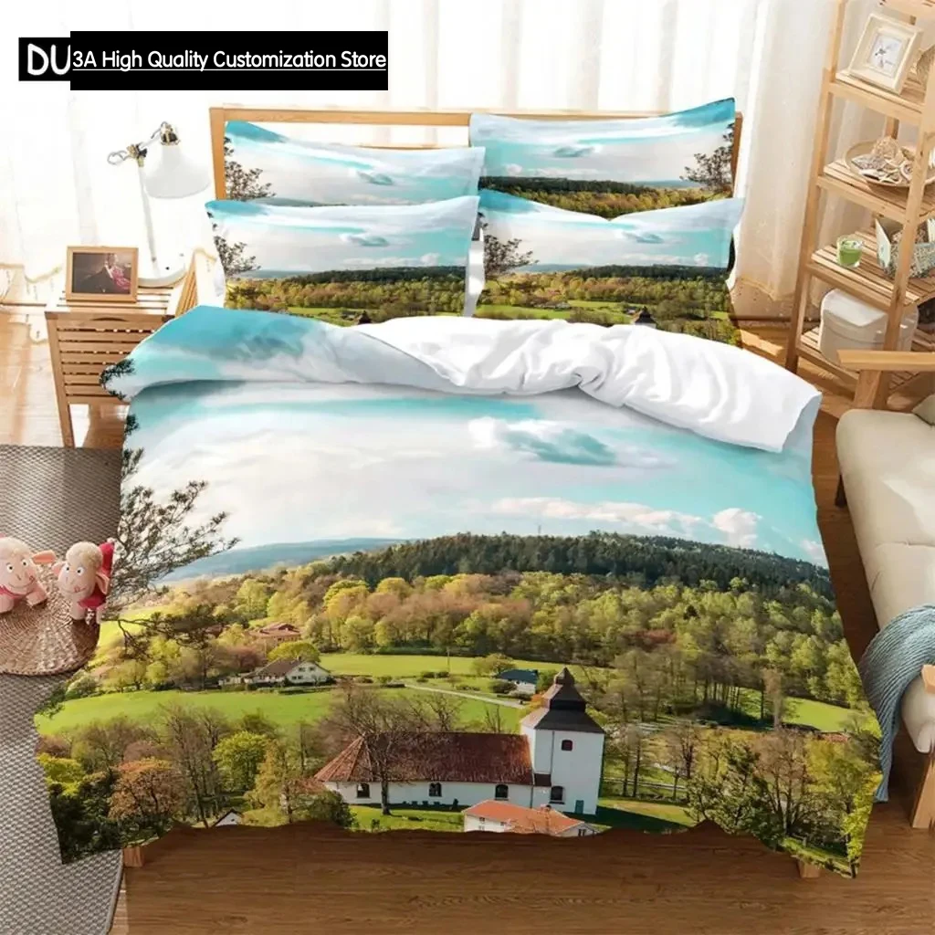 

2025 Grassland Fashion Bedding Set 3D Digital Printing Duvet Cover Sets 1 Quilt Cover + 12 Pillowcases USEUAU Size