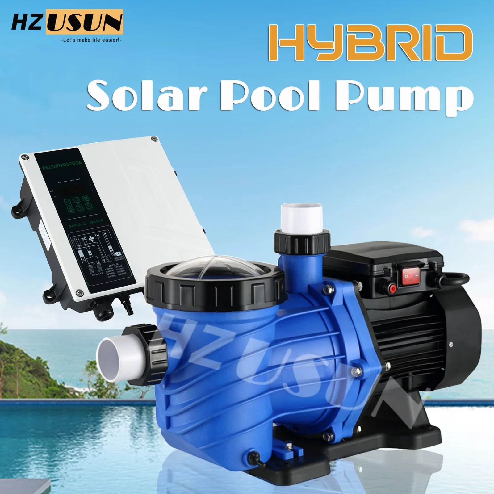 Hybrid DC/AC 1.5 Horsepower Above Ground Swimming Pool Filter Pump Price Utility Grid Solar Powered 1.5 HP Inground Pool Pump