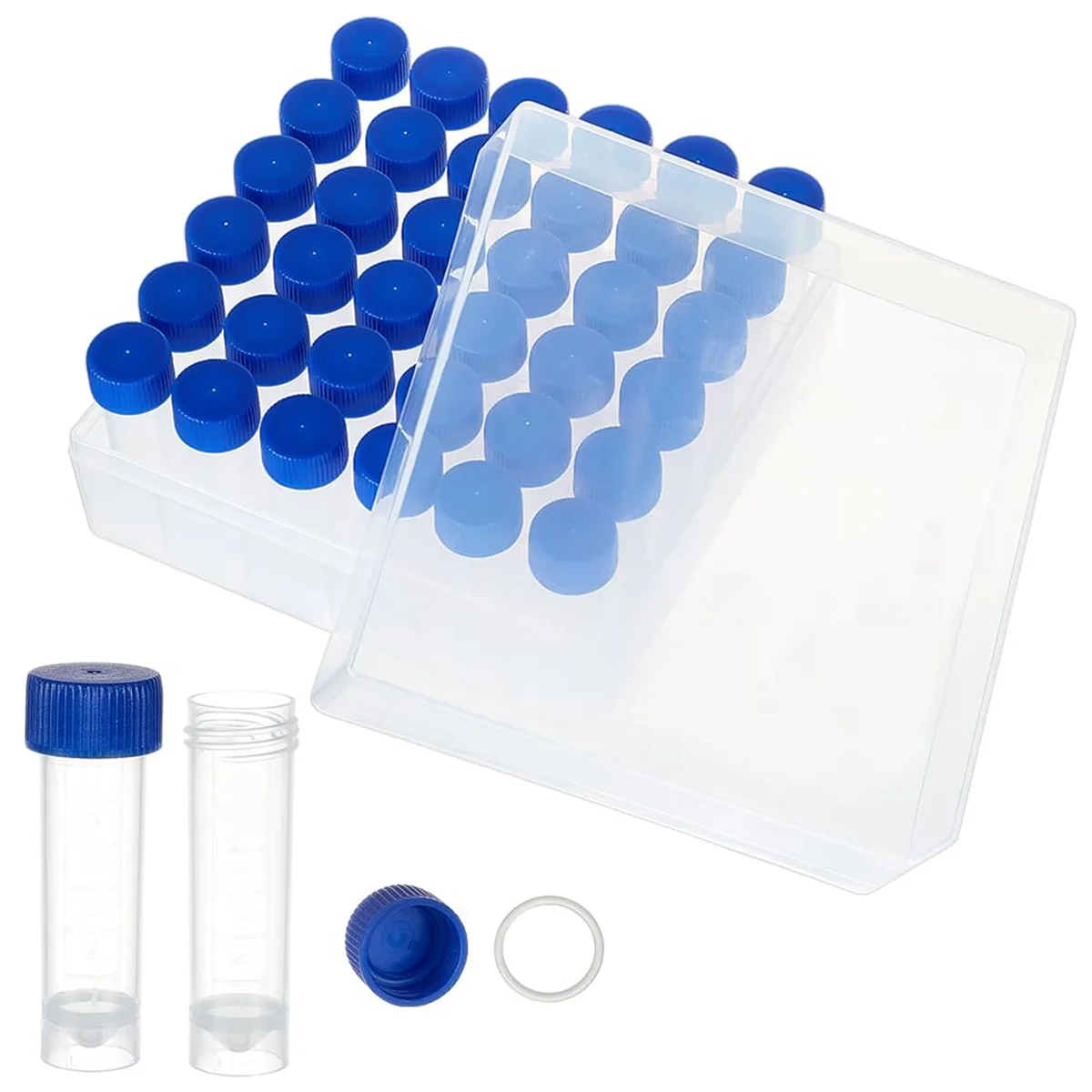 36Pcs 5Ml Cryo Tubes Plastic Vials with Screw Caps Small Sample Tubes Test Tubes with Storage Box for Lab Supplies