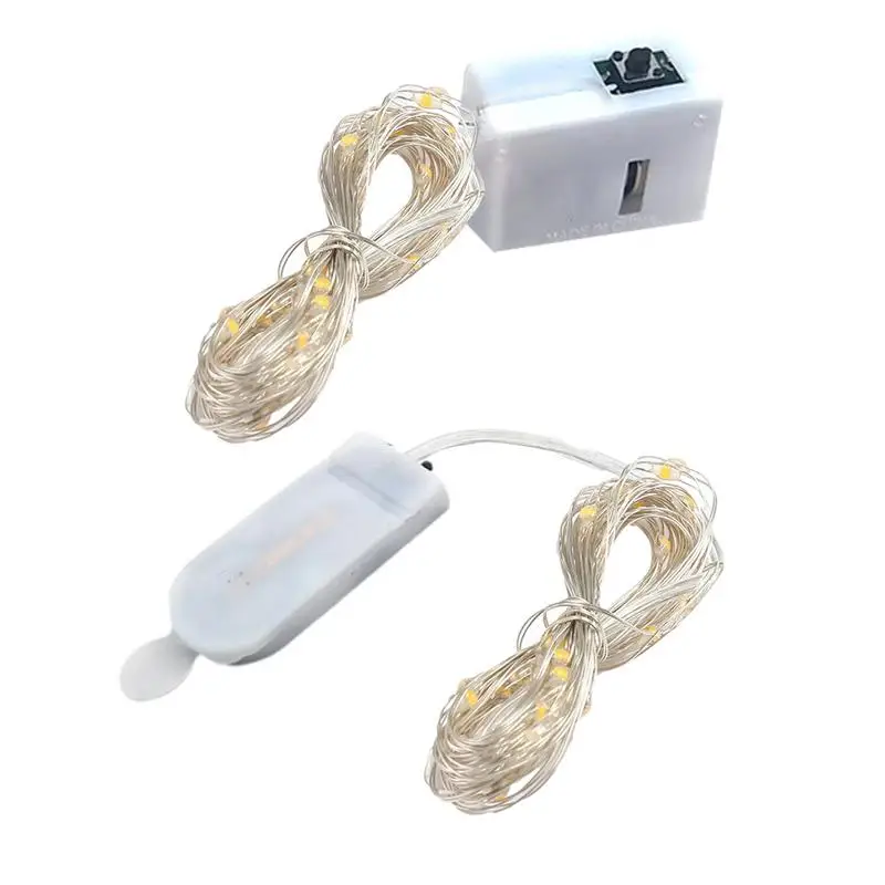 Lampu lentera LED 2/3meter, Lentera Natal dongeng kotak hadiah kue bintang kreatif tali lampu baterai lampu kawat tembaga