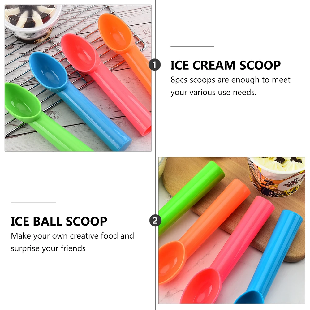

8 pcs Ice Cream Scoop Fruit Ball Spoon Wear Resistant Plastic Kitchen Dessert Tool Party Supplies Ice Ball Sweet Drink