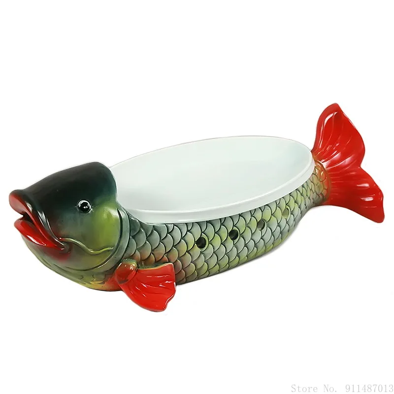 Special artistic conception dish plate hotel restaurant fish plate irregular dry ice smoking smoke utensils carp shape tableware