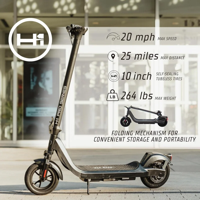 H-1 Pro Series Ace R350/R450 Foldable Electric Scooter with 450W Brushless Motor,15.5 to 20 mph Max Speed,18.5 to 25.6Mile Range