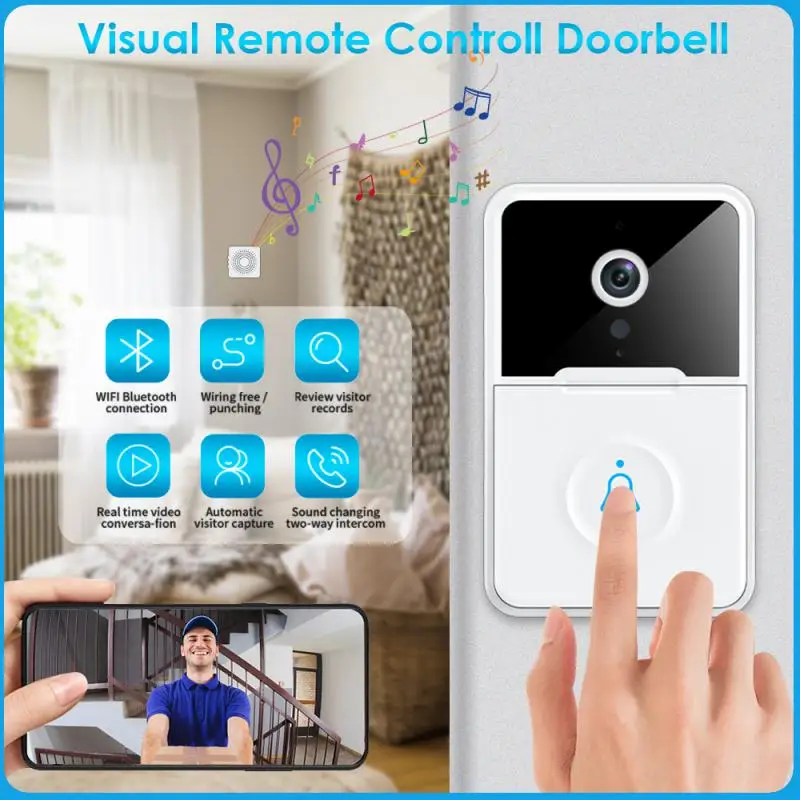 Smart Wireless Doorbell 1080P Waterproof House Door Ring App Remote Monitor Home Garden Remote Welcome Melody Door Bell