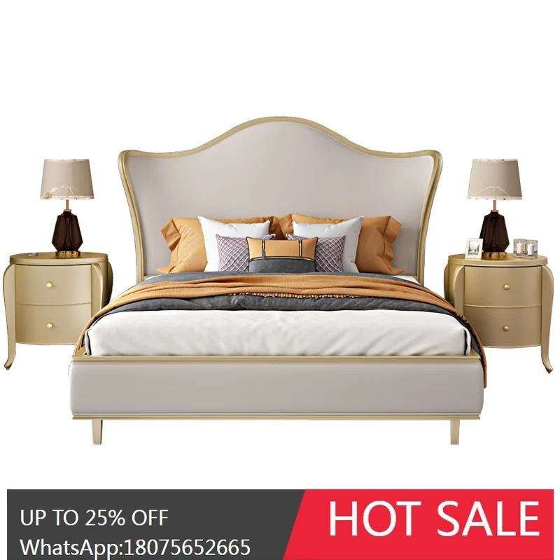 SGF American Style Light Luxury Solid Wood Bed Yuanbao Wedding Bed High-End Feel