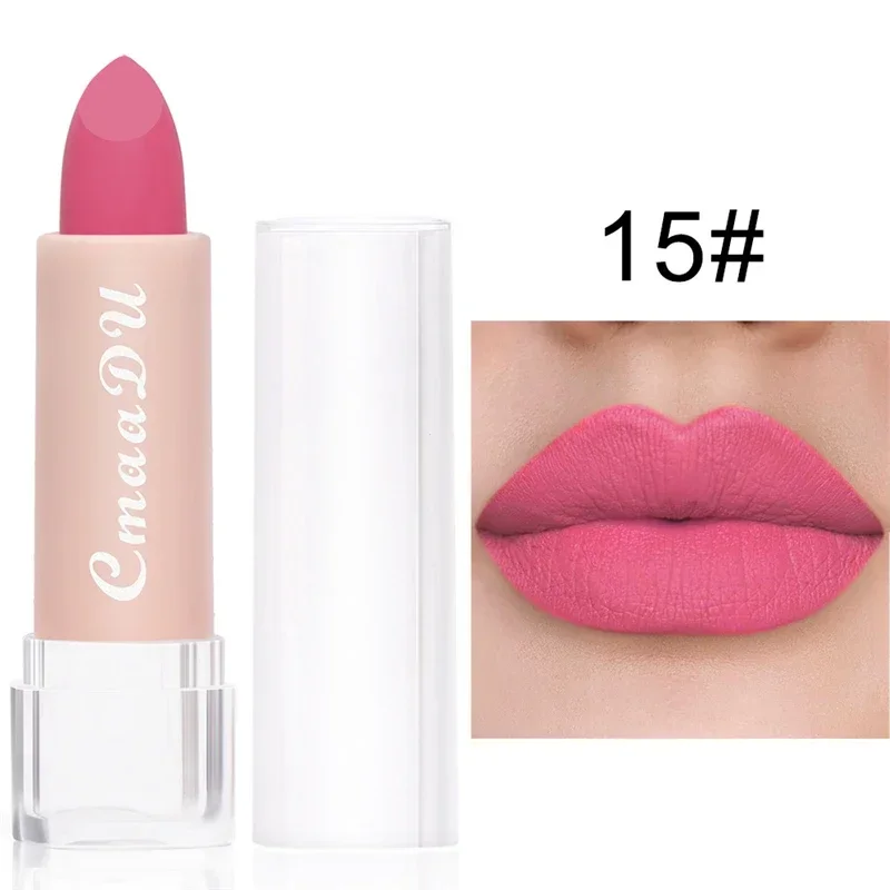 Lipstik bibir wanita seksi, riasan bibir 15 warna, warna Matte beludru, kosmetik Bibir tahan lama, tahan air, tidak lengket