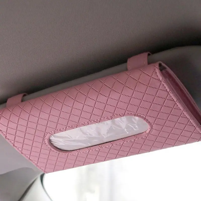 Car Visor Tissue Holder Car Tissue Box Holder Dispenser Backseat Tissue Case Holder With Tissue Refill PU Leather Tissue