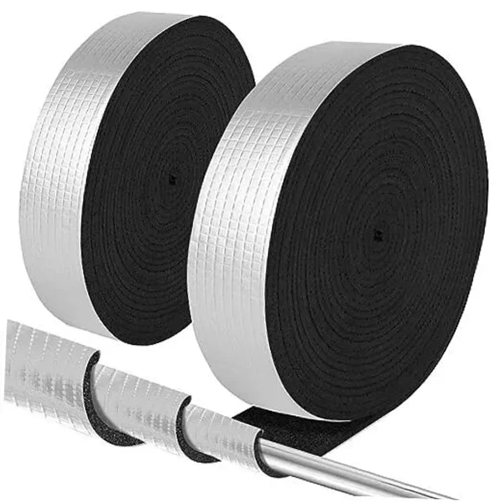 2pcs Outdoor Pipe Wrap Insulation Tape Pipe Insulation Wrap Foam Foil Adhesive Tape Winter Freeze Protection Parts