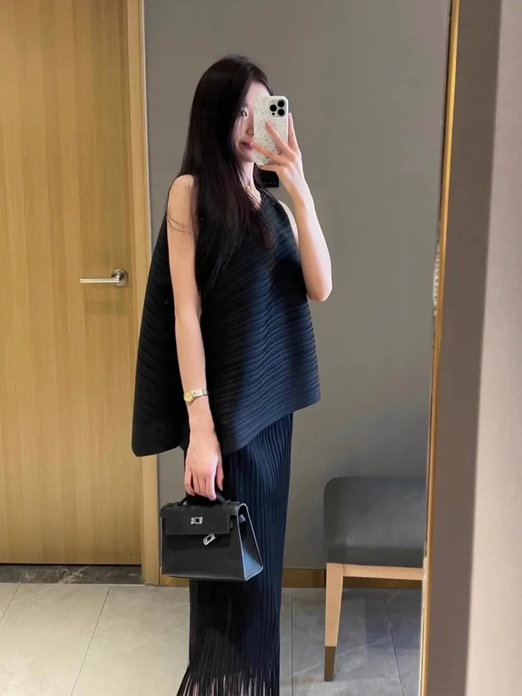 

Black High Waist Tassel Halter Neck Pullover Dress Three Piece Set Women's Fashion Summer Outfit Casual Style Breathable Poly...