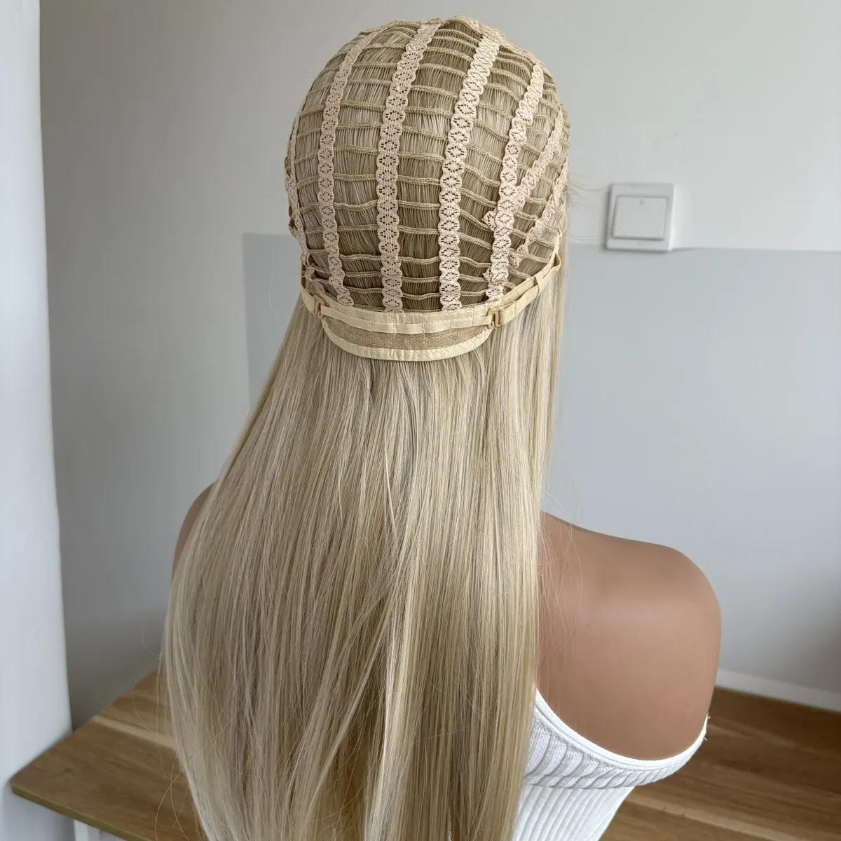 شعر مستعار طويل مستقيم للحفلات التنكرية مع غرة شعر أشقر مختلط مقاوم للحرارة #2