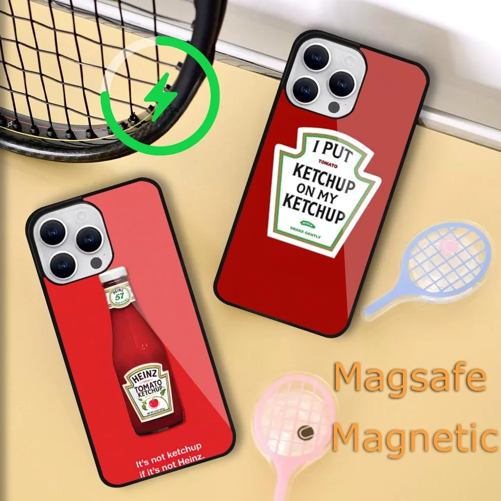 Fashion H-Heinz Tomatos Ketchup Phone Case For iPhone 15 14 13 12 11 Plus Pro Max Magsafe Magnetic Wireless Charging