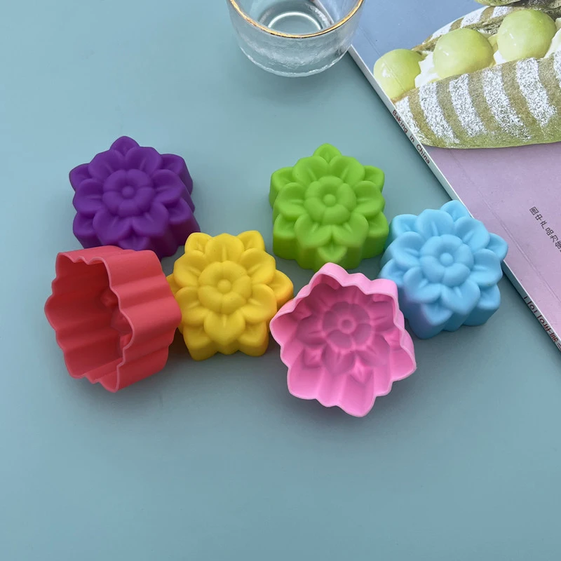 

5Pieces 5cm Various Flower Designs Silicone Mold Chocolate Pudding Ice Mould Cupcake Cake Tools DIY Mini Soap Candle Molds