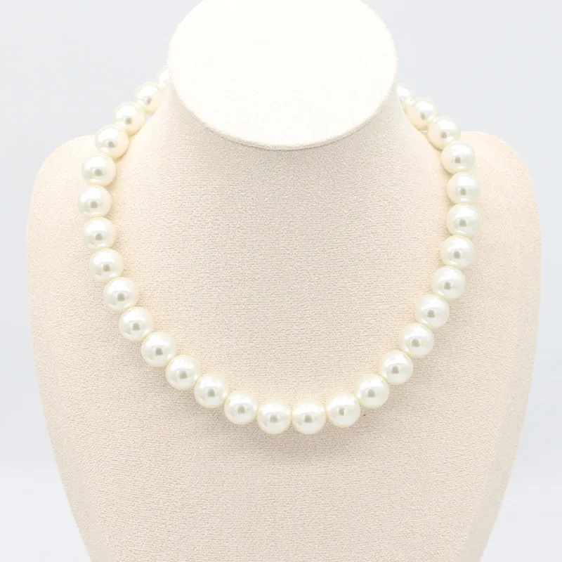 Elegant Round Imitation Pearl Necklace Fashion Women Simple Handmade Strand Bead Clavicle Chain Choker Wedding Jewelry Gift