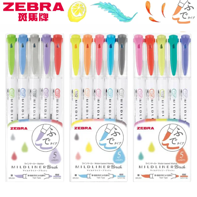 ZEBRA WFT8 Dual Head Highlighter Pen Marker Pen Students Use Hand Pens Aesthetic Stationery Colored Marker Pens Draw Key Points