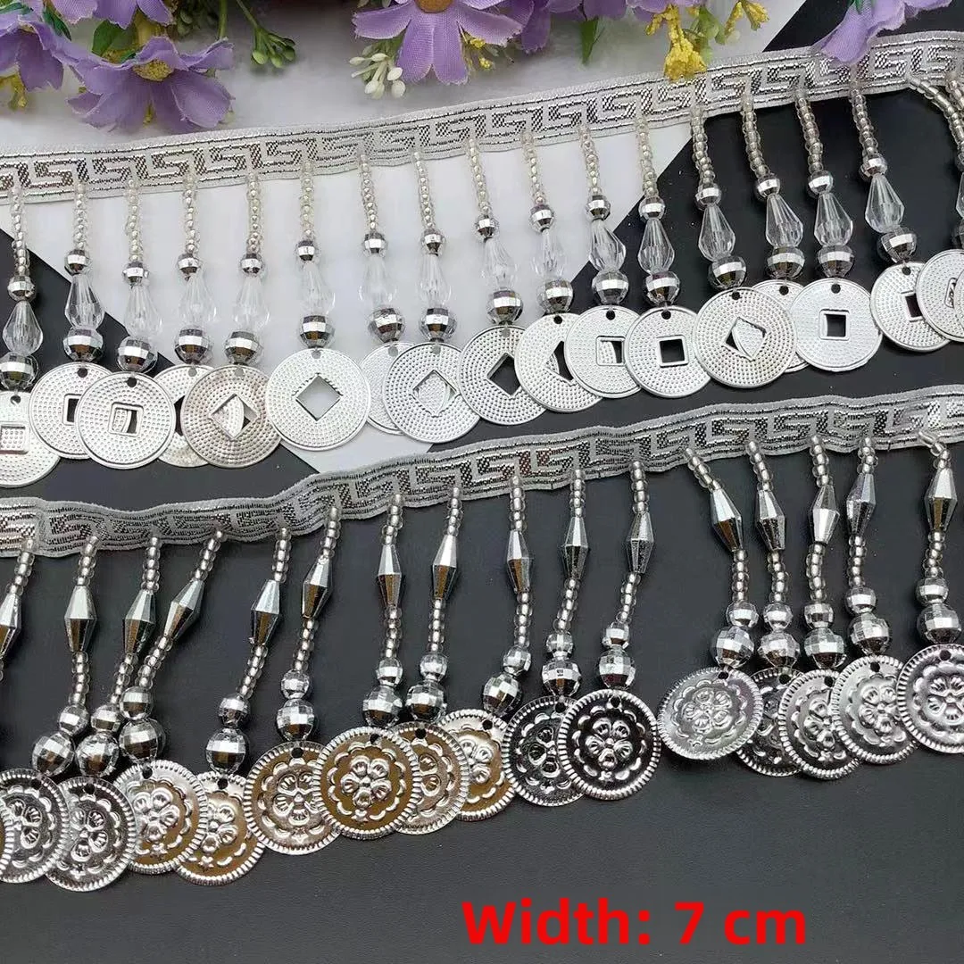 

New Handmade Beaded Lace Trim Ethnic Minority Clothing Hat Decoration Accessories for DIY Sewing Home Fabric Crafts