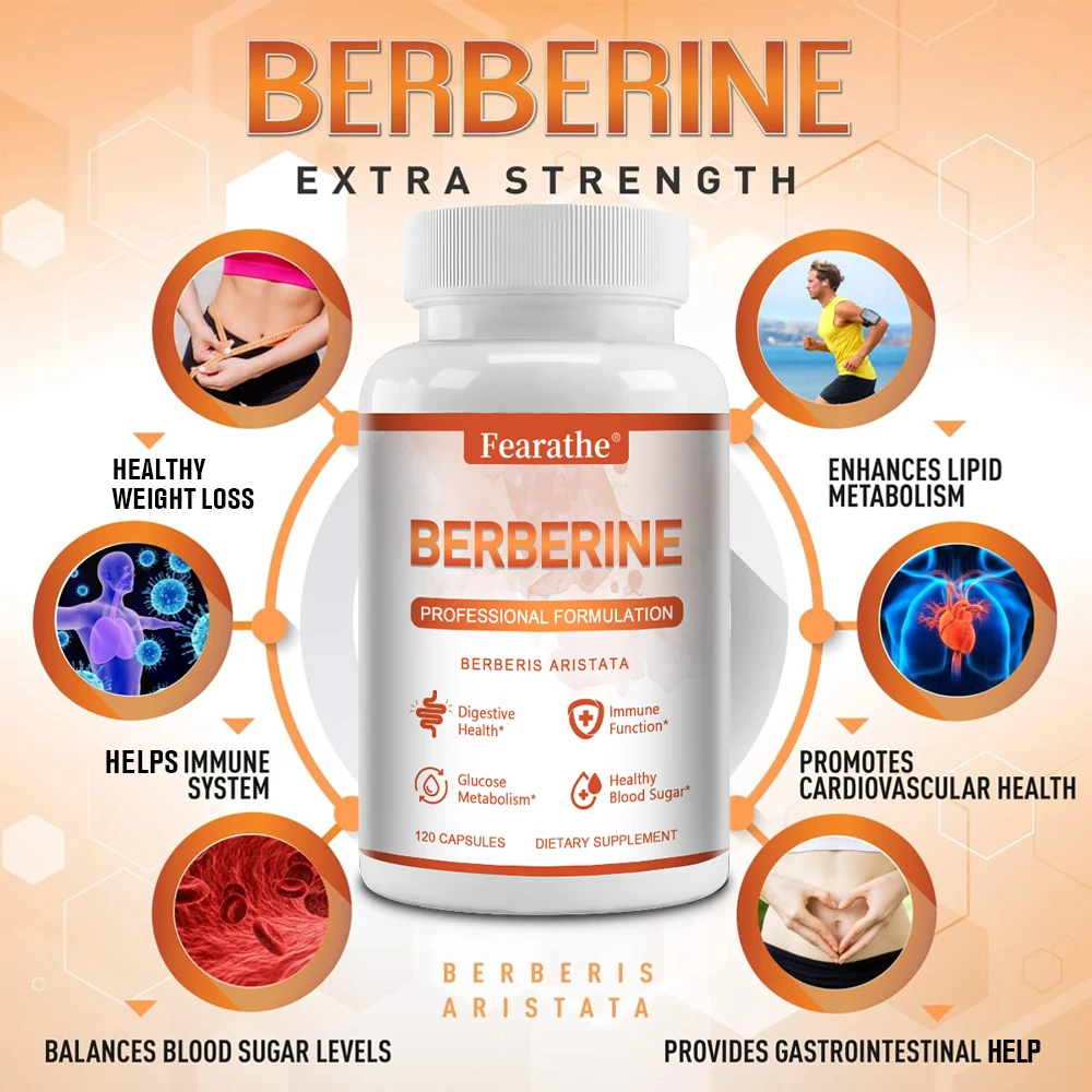 Premium Berberine Supplement - Non-GMO, Blood Sugar Metabolism, Glucose Metabolism, Immune, Cardiovascular and GI Health