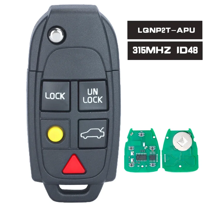 LQNP2T-APU 5 button remote key keyless 315MHz id48 chip fob for Volvo XC70 XC90 S60 S70 S80 V70 2004-2015